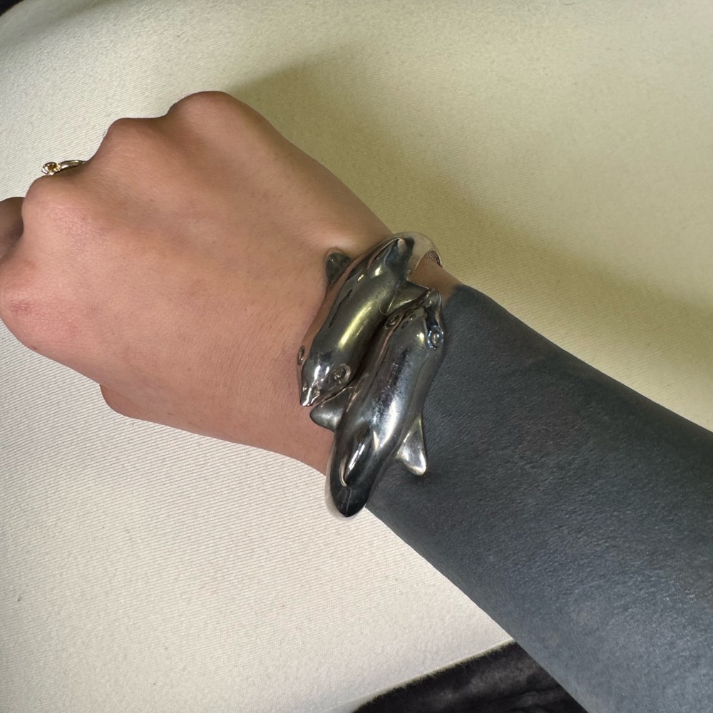Dolphin Silver Bracelet Adjustable - image 2